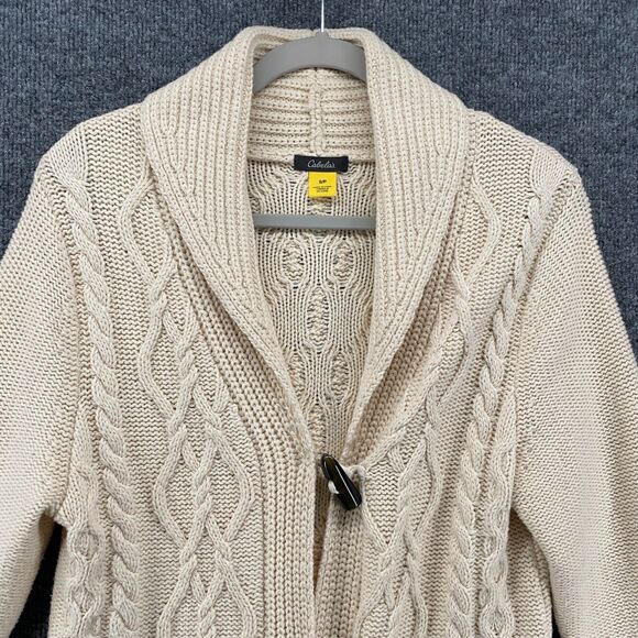 Cabelas Cardigan Sweater Womens S Cream Wool Blend Button Up Fairy Cottage Boho - Picture 2 of 10